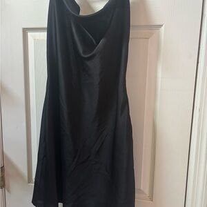 Dolls Kill Black Satin Slip Dress with Cowl Neck